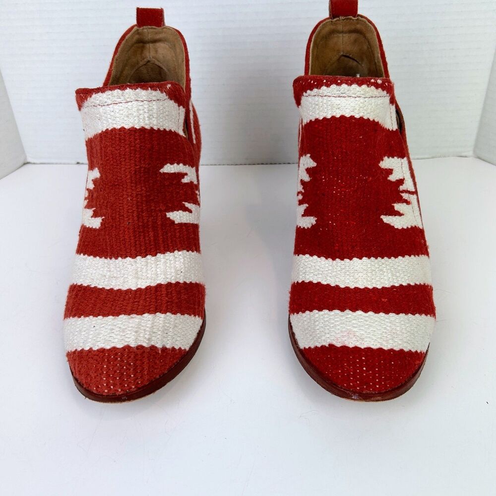 Jeffrey Campbell Marrakesh Ankle Boots Knit Southwestern Aztec Red White Shoe 10 - Picture 4 of 9